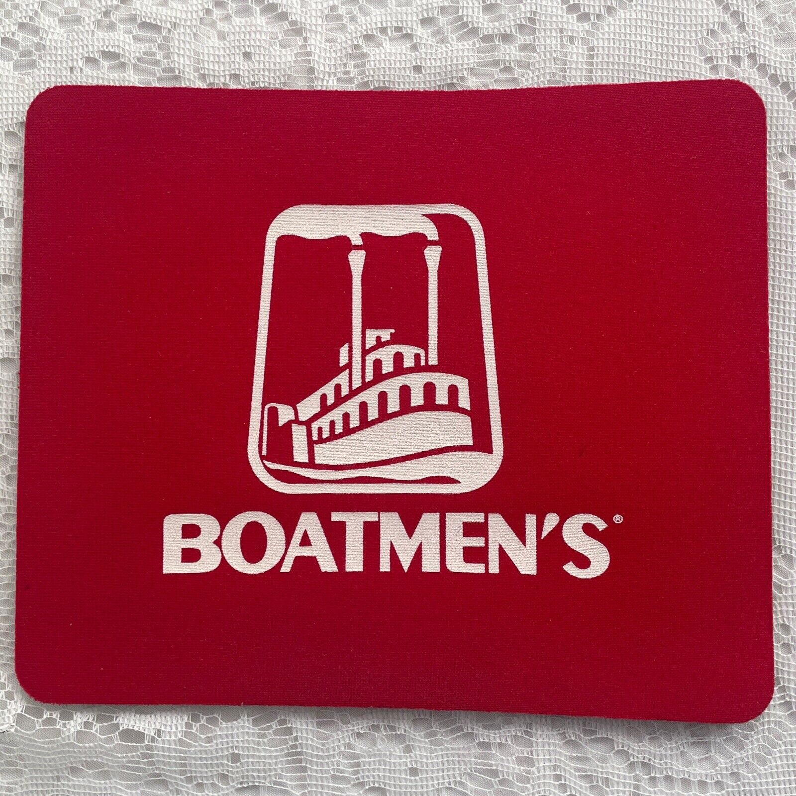 VINTAGE BOATMEN\'S BANK RED COMPUTER MOUSE PAD