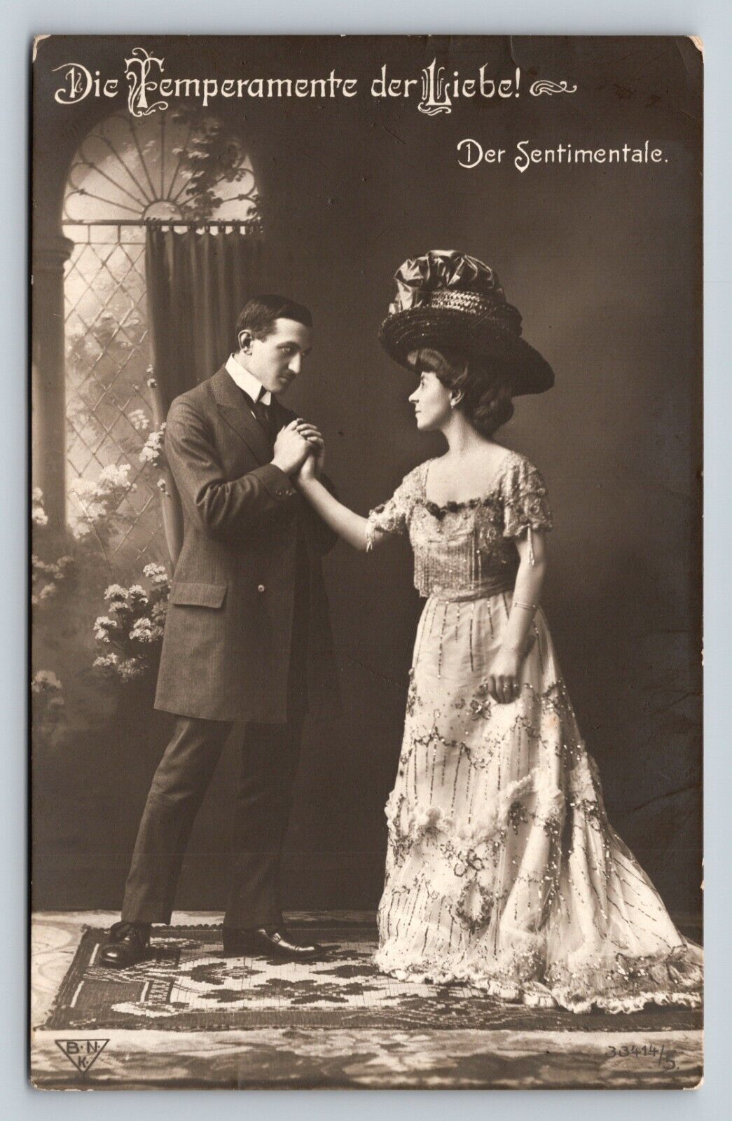 RPPC Temperaments of Love Man Holds Woman's Hand Studio VINTAGE Postcard
