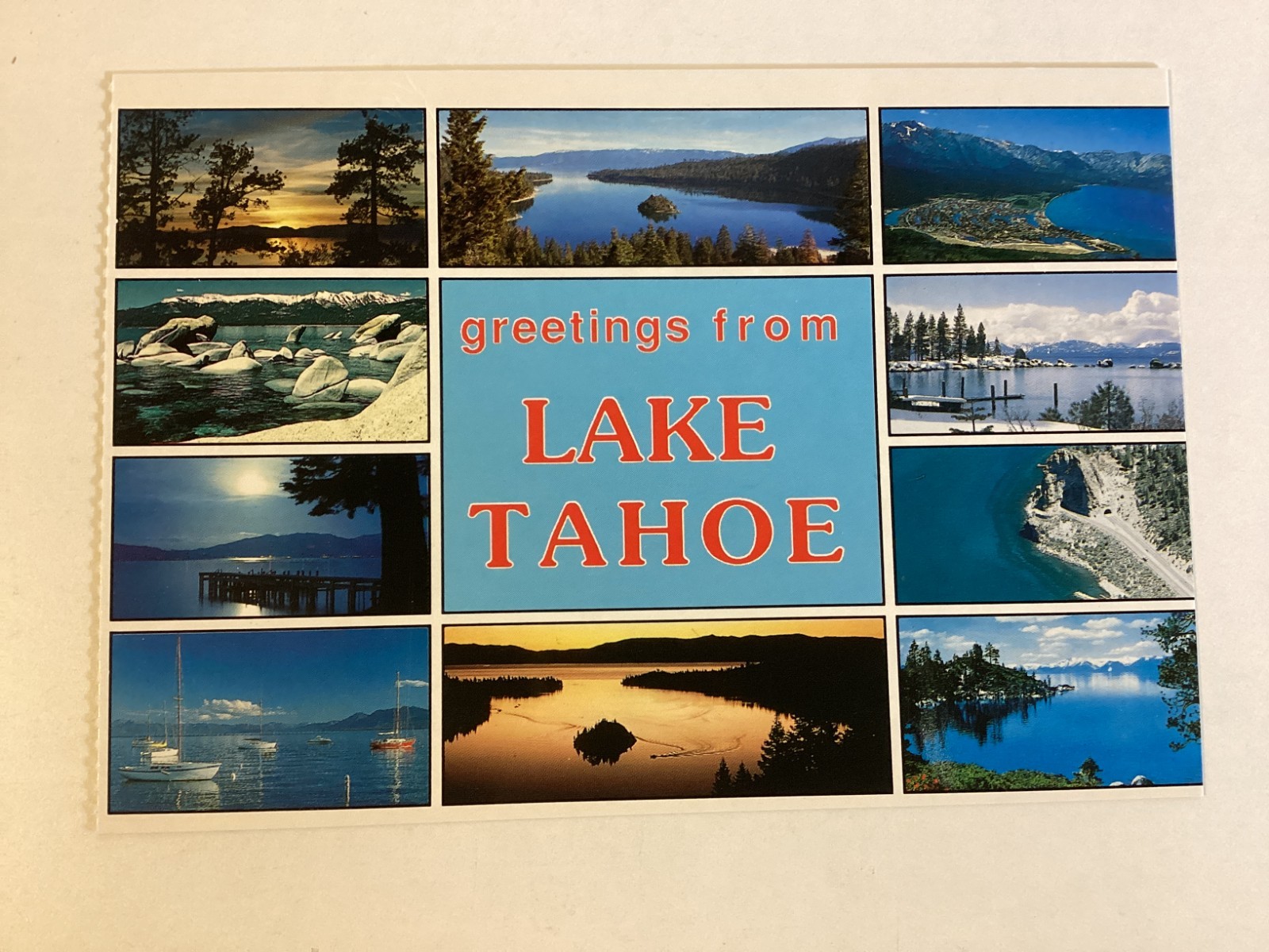 Greetings from Spectacular Lake Tahoe Postcard 1990 Unposted Greetings from Spectacular Lake Tahoe Postcard 1990 Unposted