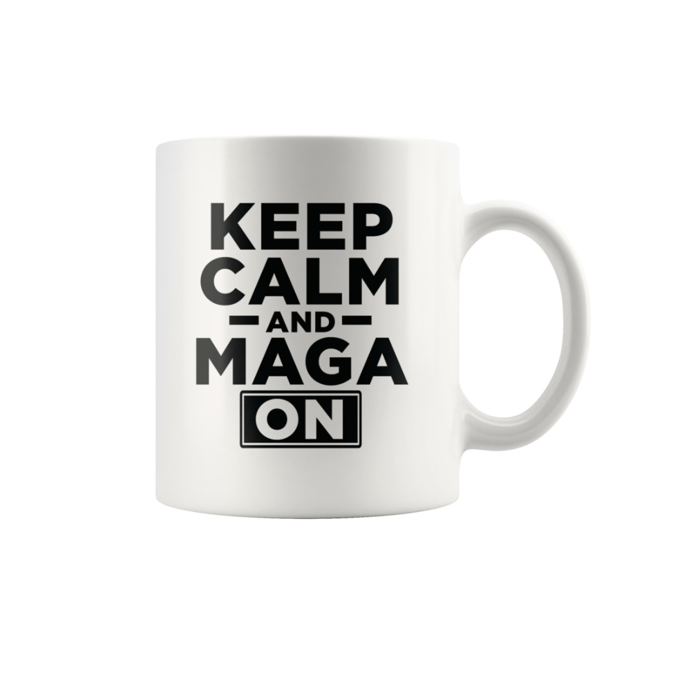 Donald Trump Keep Calm MAGA On Mug 11 oz Funny Novelty Coffee Cup Mug Black