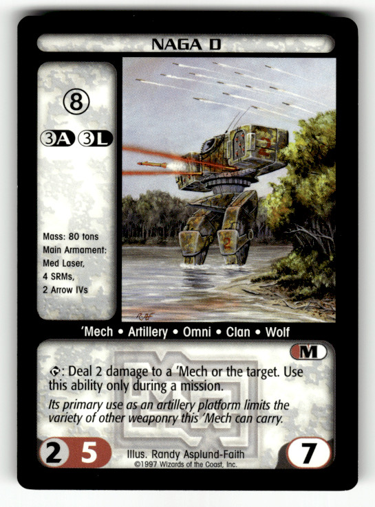 BattleTech Naga D 'Mech 1997 Wizards of the Coast CCG Card BattleTech Naga D 'Mech 1997 Wizards of the Coast CCG Card