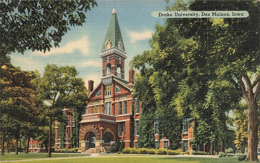 Vintage Drake University Linen Des Moines Iowa IA  P595