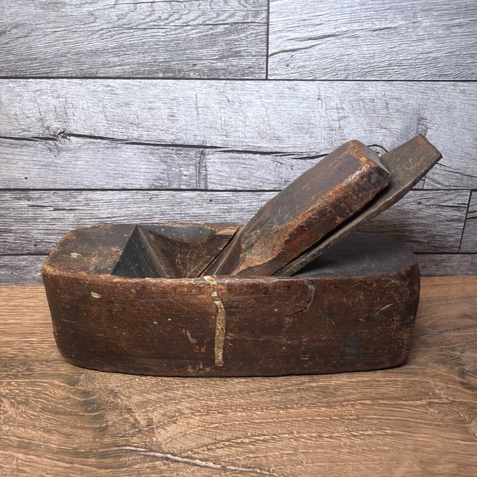 Antique Wooden Coffin Smoother Plane 7.5" Vintage Woodworking Smoothing Tool