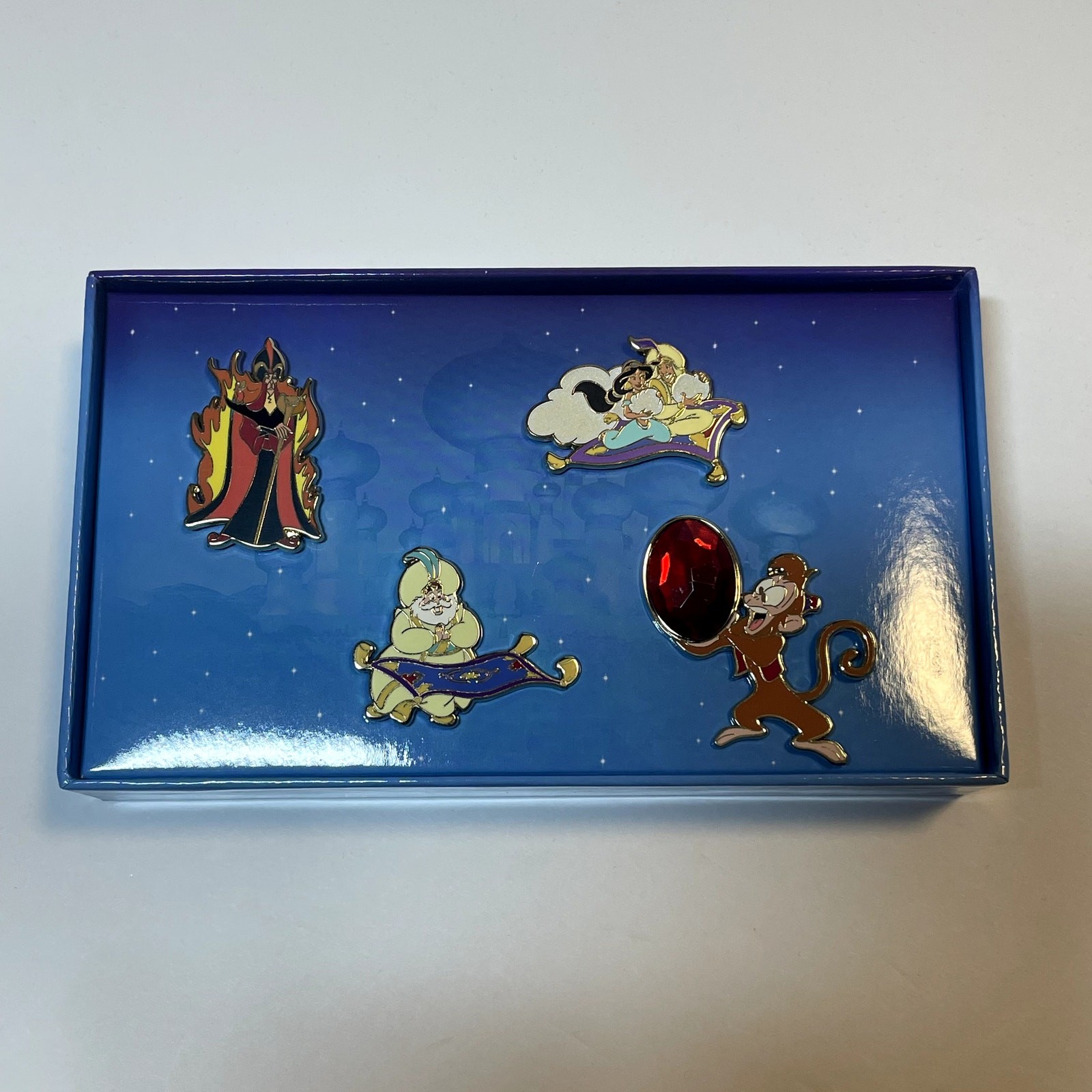 Disney Store 2013 UK Exclusive Aladdin Pin Set Collectible LE 150 Jafar Abu Disney Store 2013 UK Exclusive Aladdin Pin Set Collectible LE 150 Jafar Abu