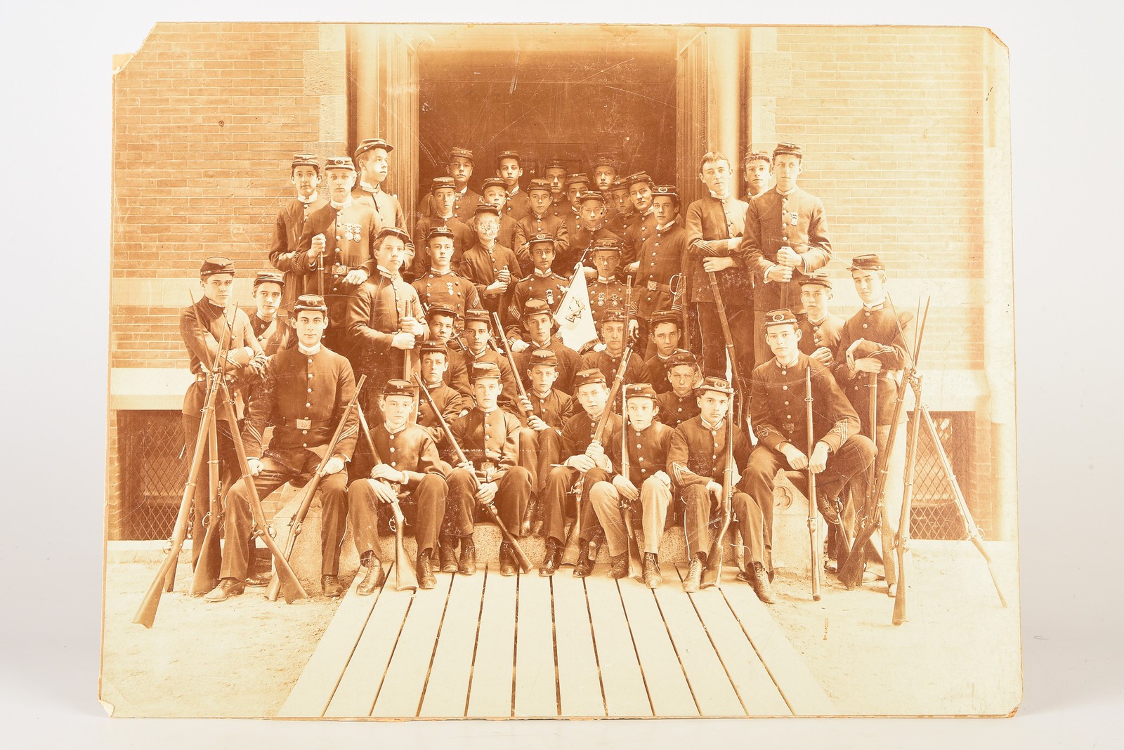 1890s Mounted Albumen Print 13 ½ x 10 ¼'' - Military Academy Class - Boston V22 1890s Mounted Albumen Print 13 ½ x 10 ¼'' - Military Academy Class - Boston V22