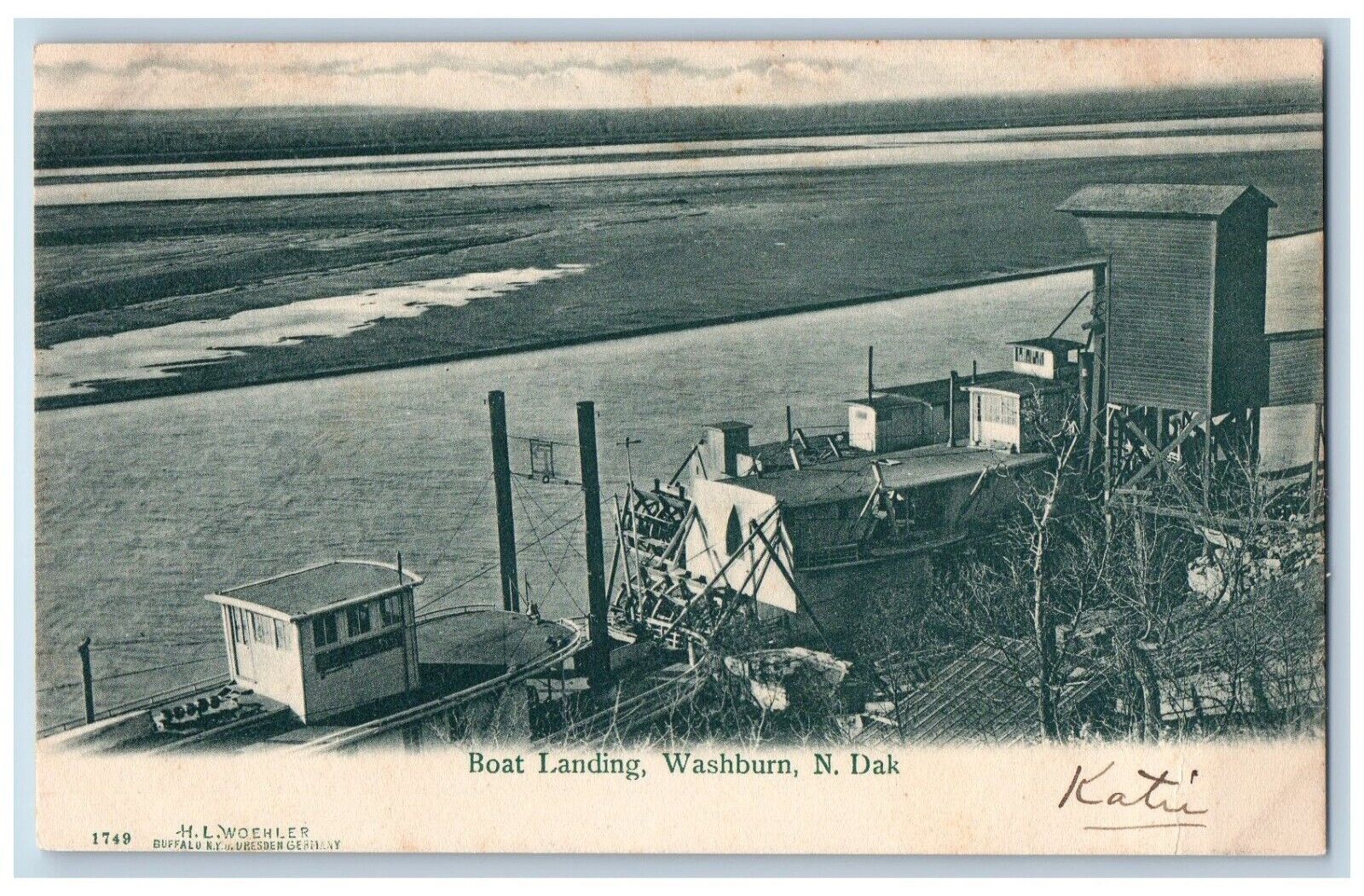 Washburn North Dakota Postcard Boat Landing Exterior View c1905 Vintage Antique