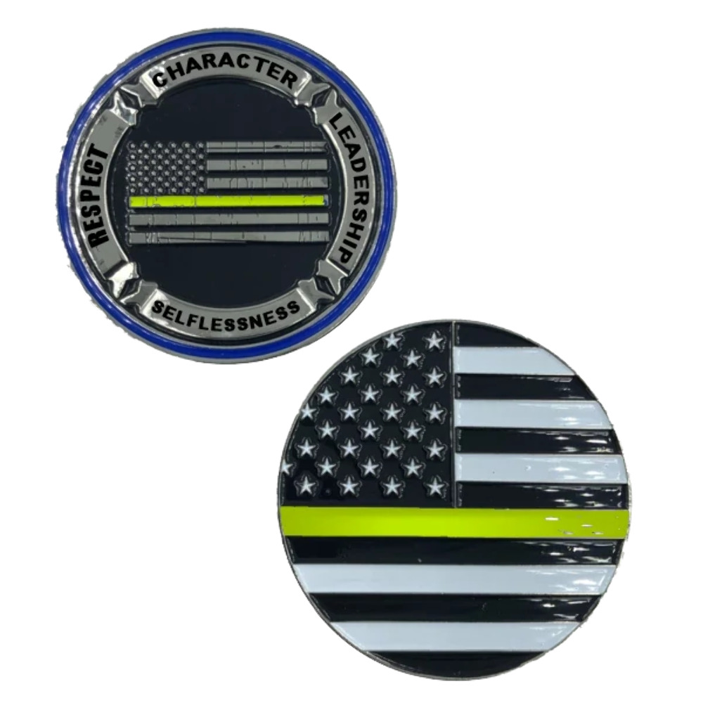 H-022 Thin Gold Line Back the Blue Core Values Challenge Coin Police Dispatcher
