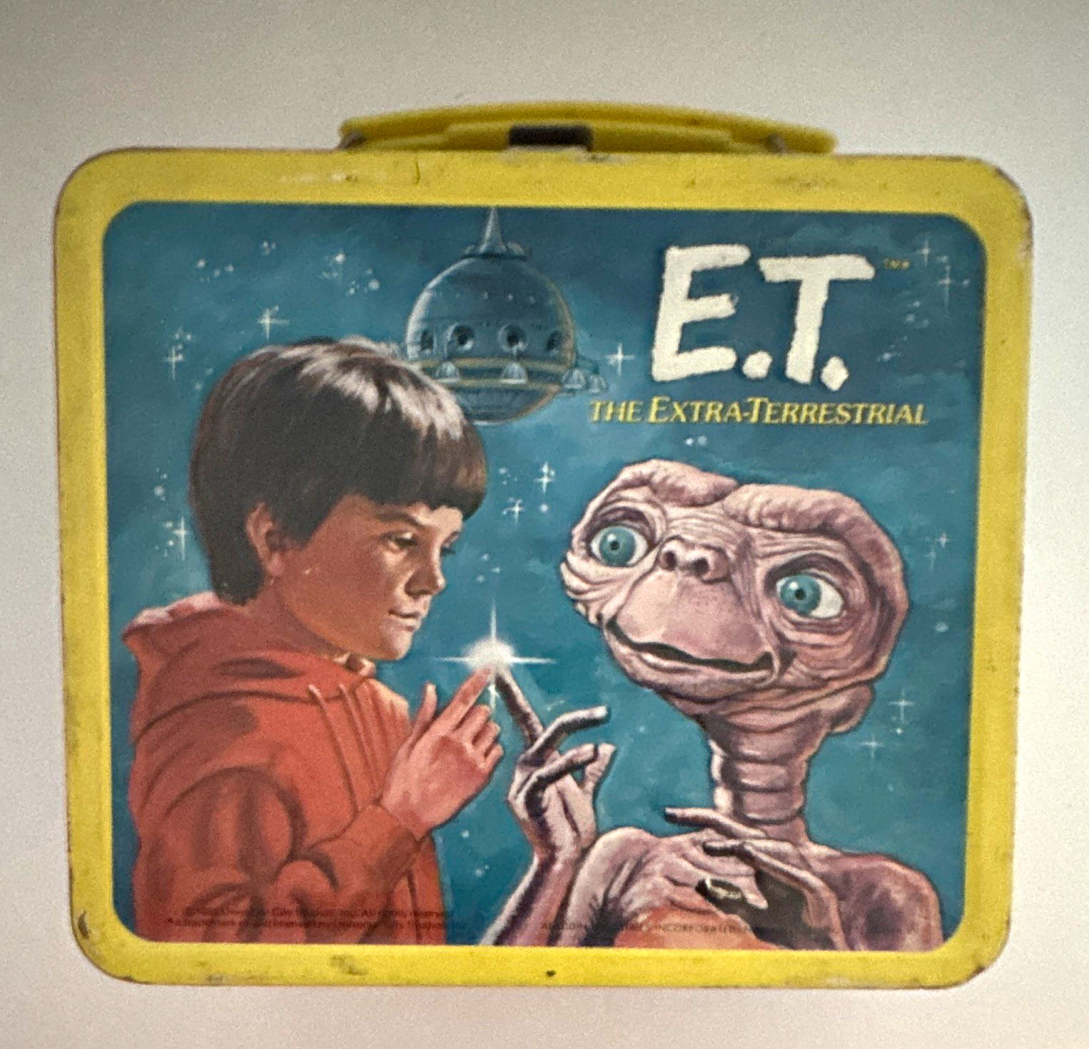 E.T. The Extra-Terrestrial Metal Lunch Box with Aladdin Thermos Bottle Yellow