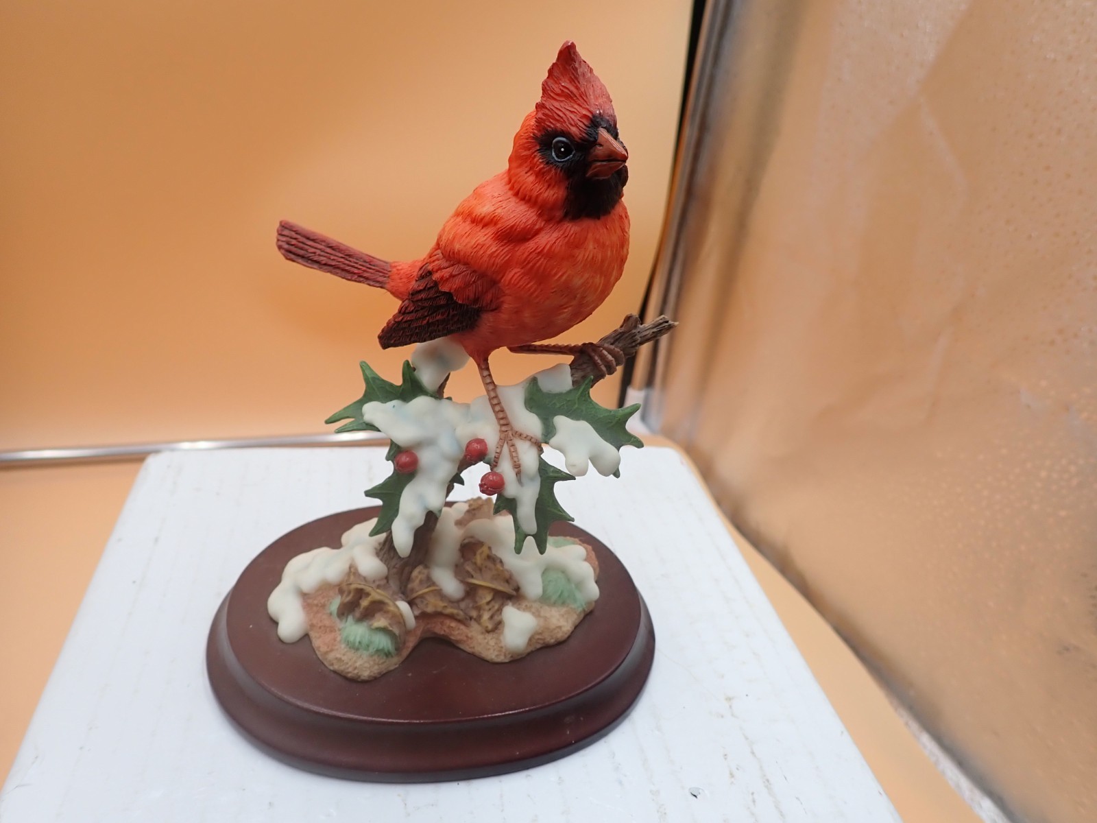 Vintage Maruri USA Cardinal-Holly Snow Bird Figurine Premiere bird coll PB-2024