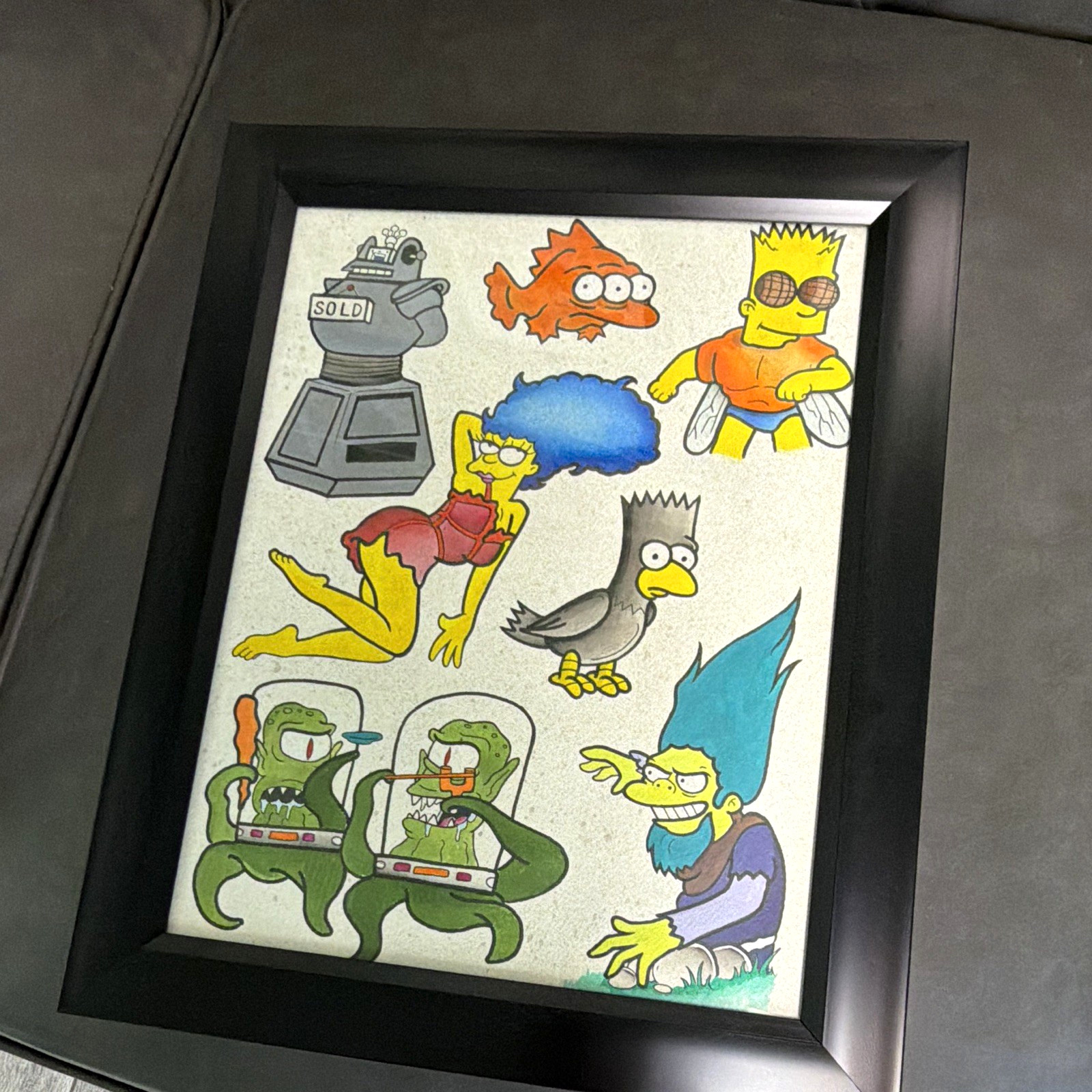 Signed Framed original The Simpsons watercolor on Archie’s 11x14 1/1 Signed Framed original The Simpsons watercolor on Archie’s 11x14 1/1