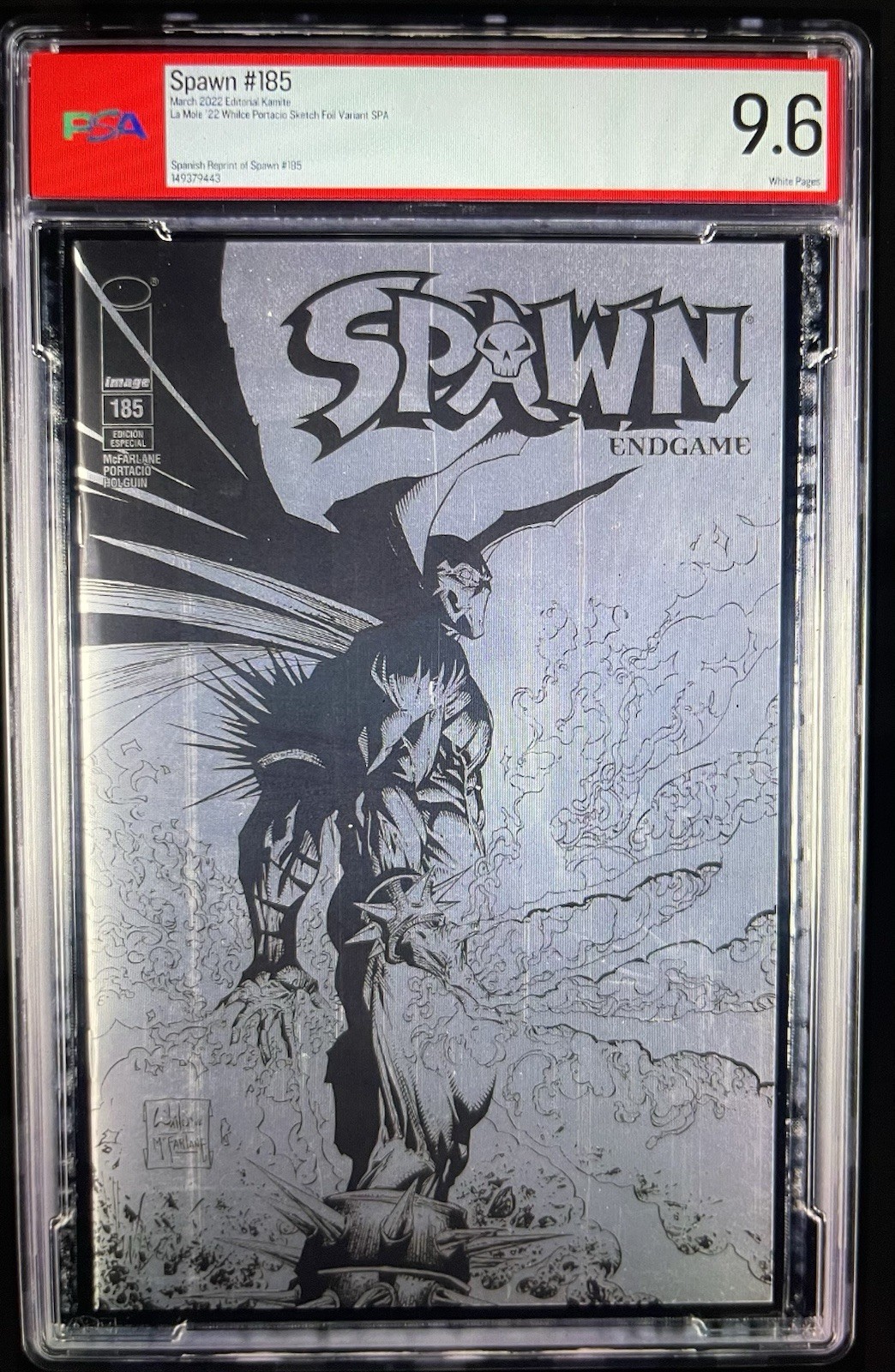 2022 Spawn #185 Comic Silver Sketch Foil Variant, PSA Graded 9.6