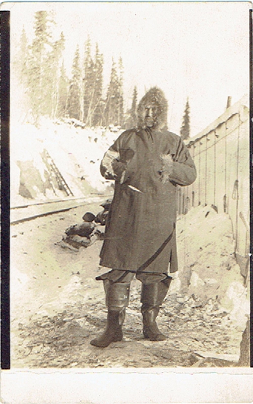 Man in Parka Near Railroad Tracks Remote Snowy Location~RPPC Real Photo Postcard Man in Parka Near Railroad Tracks Remote Snowy Location~RPPC Real Photo Postcard