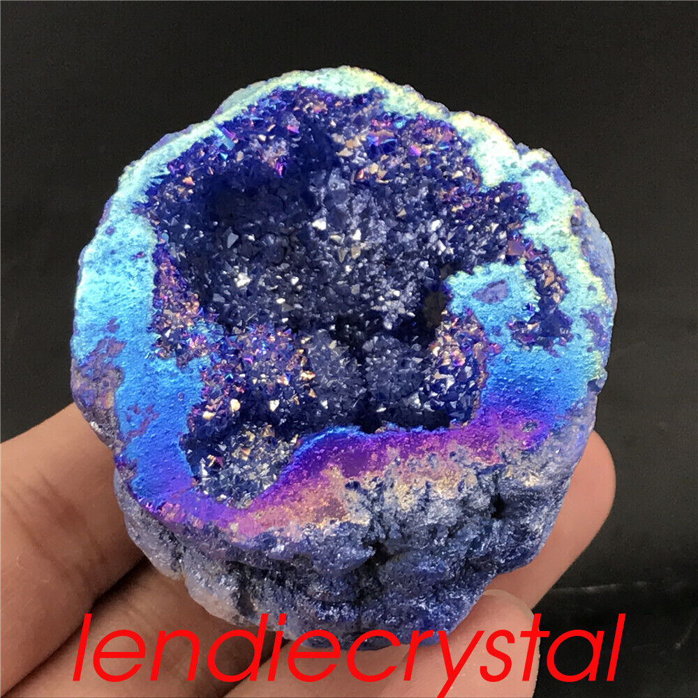 1pc Titanium Agate geode cluster rainbow quartz crystal mineral reiki healing