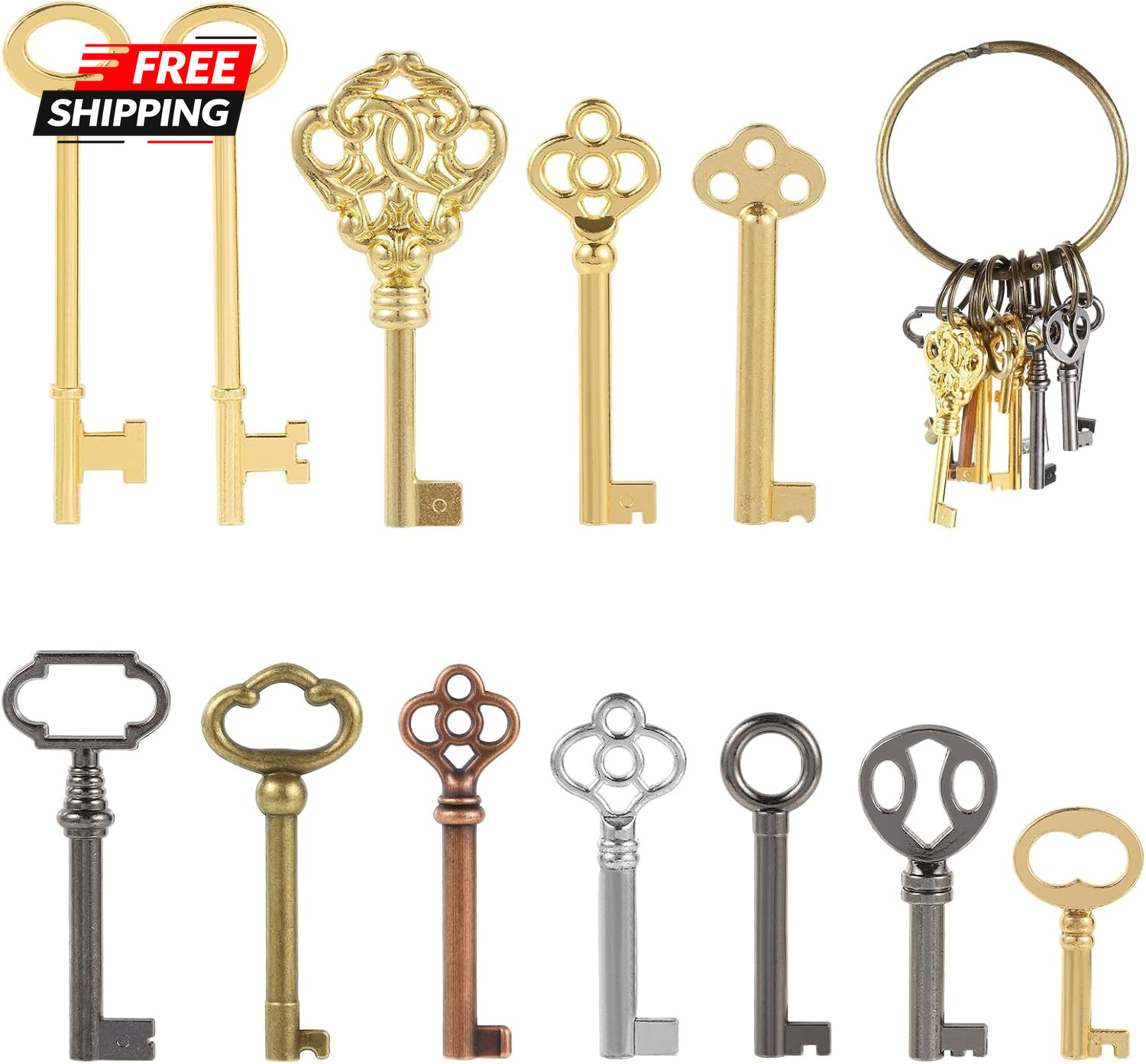 12pcs Skeleton Key Set | Universal Hollow Barrel Keys for Antique Cabinet Door 12pcs Skeleton Key Set | Universal Hollow Barrel Keys for Antique Cabinet Door