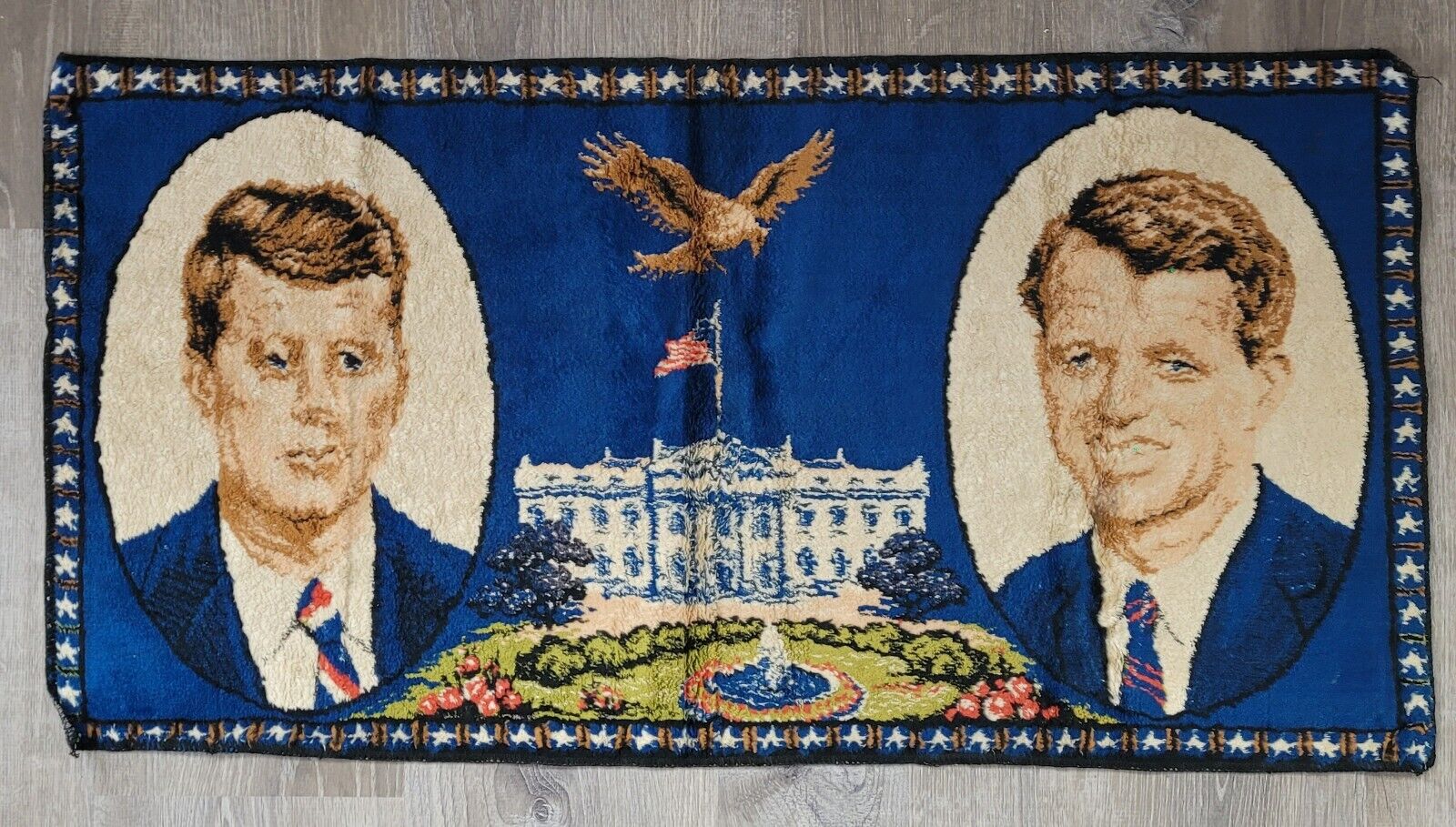 Vintage John F. Kennedy JFK Robert Kennedy RFK Tapestry 37.5x19.5 Inches