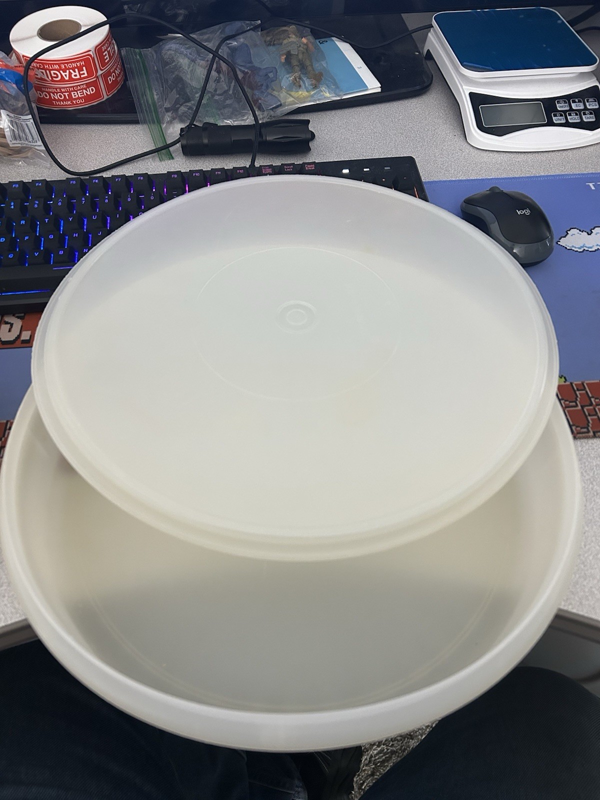 Vintage Tupperware 13” Round Pie Cookie Container #242-1 & Lid #224-15