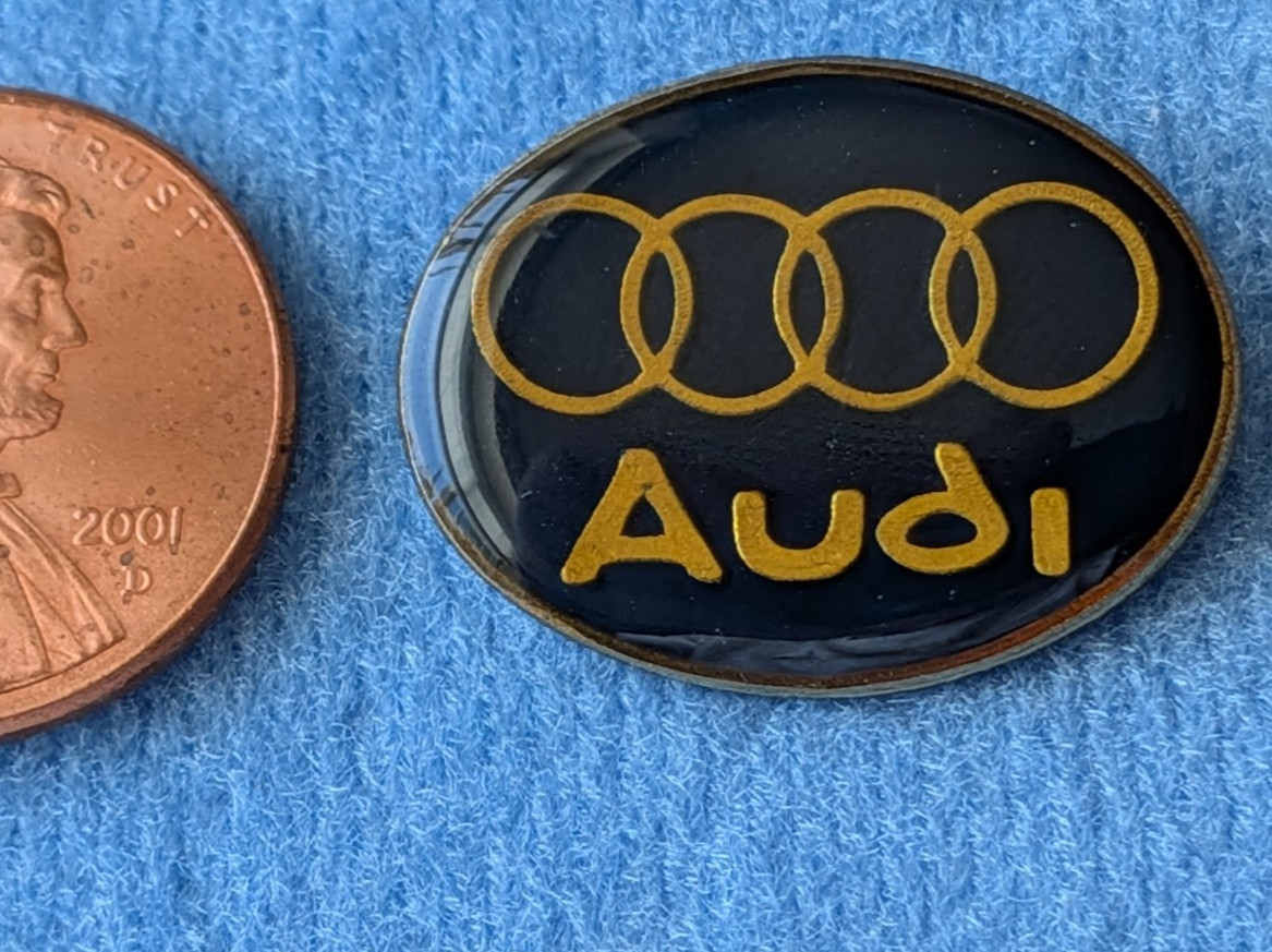 NOS 1980's Vintage Audi Rings Logo Enamel Lapel Pin 1" Round Navy Blue & Gold NOS 1980's Vintage Audi Rings Logo Enamel Lapel Pin 1" Round Navy Blue & Gold
