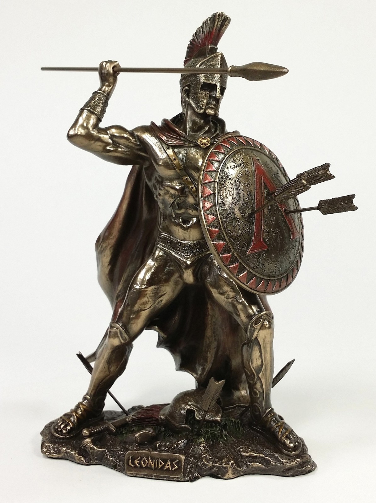 8" LEONIDAS Greek Warrior SPARTAN KING Statue W Spear & Arrows Bronze Finish 8" LEONIDAS Greek Warrior SPARTAN KING Statue W Spear & Arrows Bronze Finish