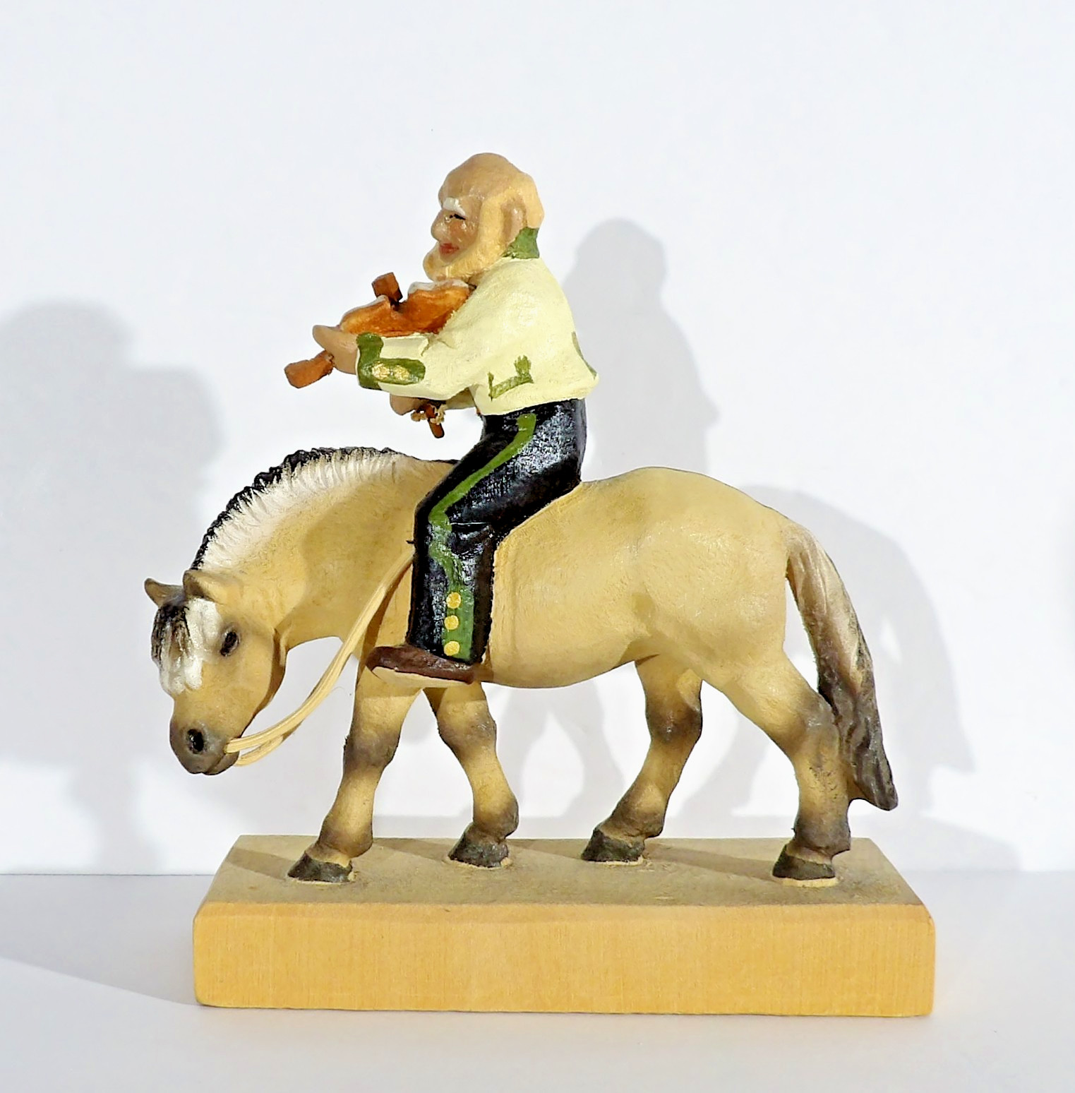 Rare Vintage HENNING Norway Wood Carving SPELLEMANN Fiddler On Fjord Horse Rare Vintage HENNING Norway Wood Carving SPELLEMANN Fiddler On Fjord Horse