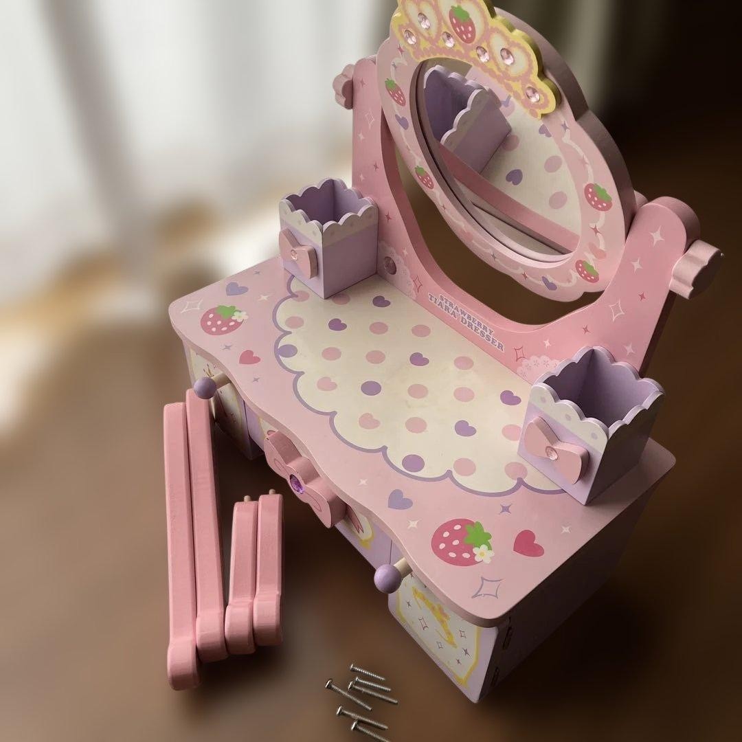 Mother Garden Wooden Dresser Toy Set Tiara Dresser Pink Vanity From Japan Mother Garden Wooden Dresser Toy Set Tiara Dresser Pink Vanity From Japan