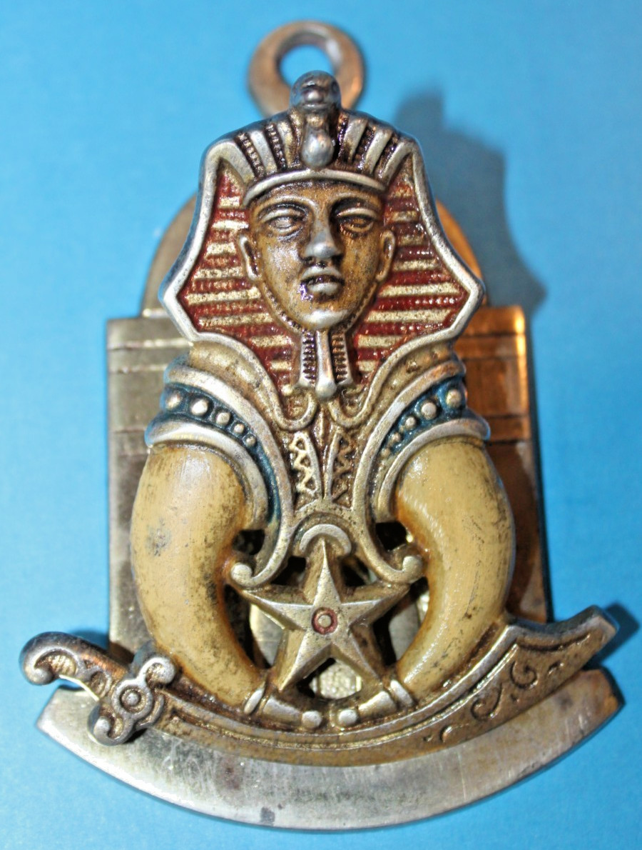 Antique Judd Cast Iron Egyptian Shriner Paper Clip Letter Holder Art Deco #5263