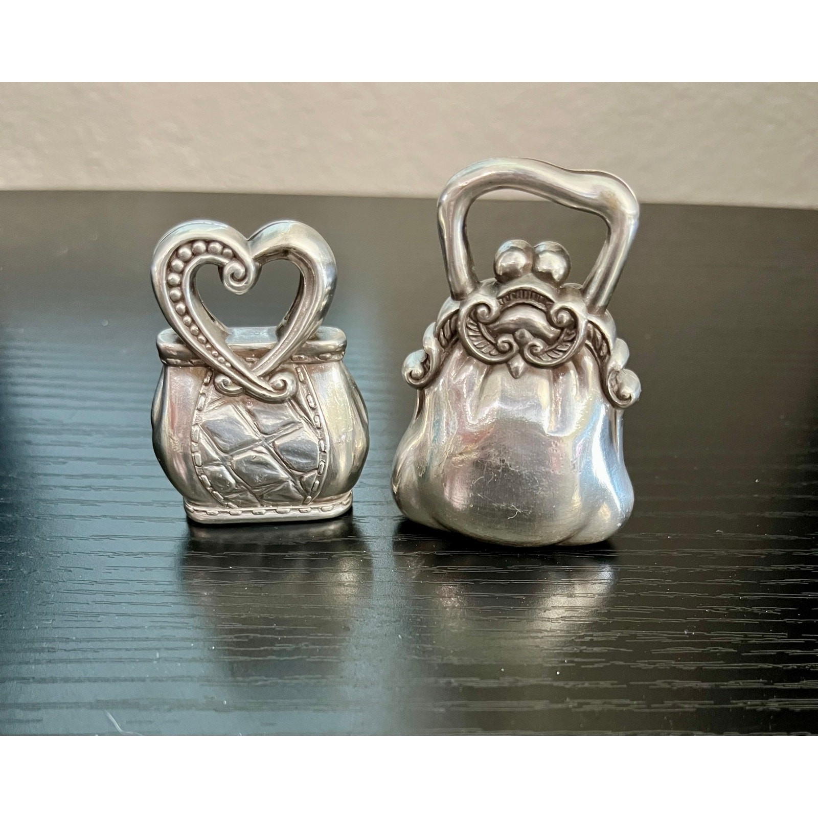 Brighton Collectibles Miniature Handbag Metal Figurines Card Holders, 2 Brighton Collectibles Miniature Handbag Metal Figurines Card Holders, 2