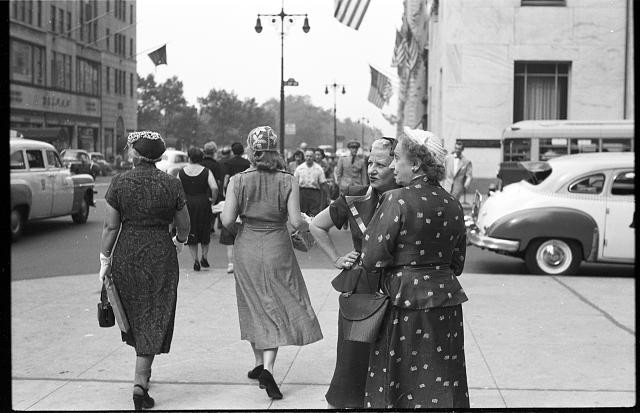 Photo:New York City New York 1940s Women Street Scene Cars Flags Photo:New York City New York 1940s Women Street Scene Cars Flags
