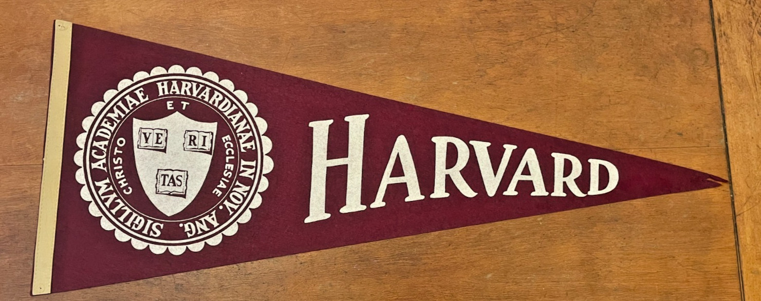 Vintage HARVARD UNIVERSITY Pennant Ivy League Red Felt Stitching Antique 29 1/2" Vintage HARVARD UNIVERSITY Pennant Ivy League Red Felt Stitching Antique 29 1/2"