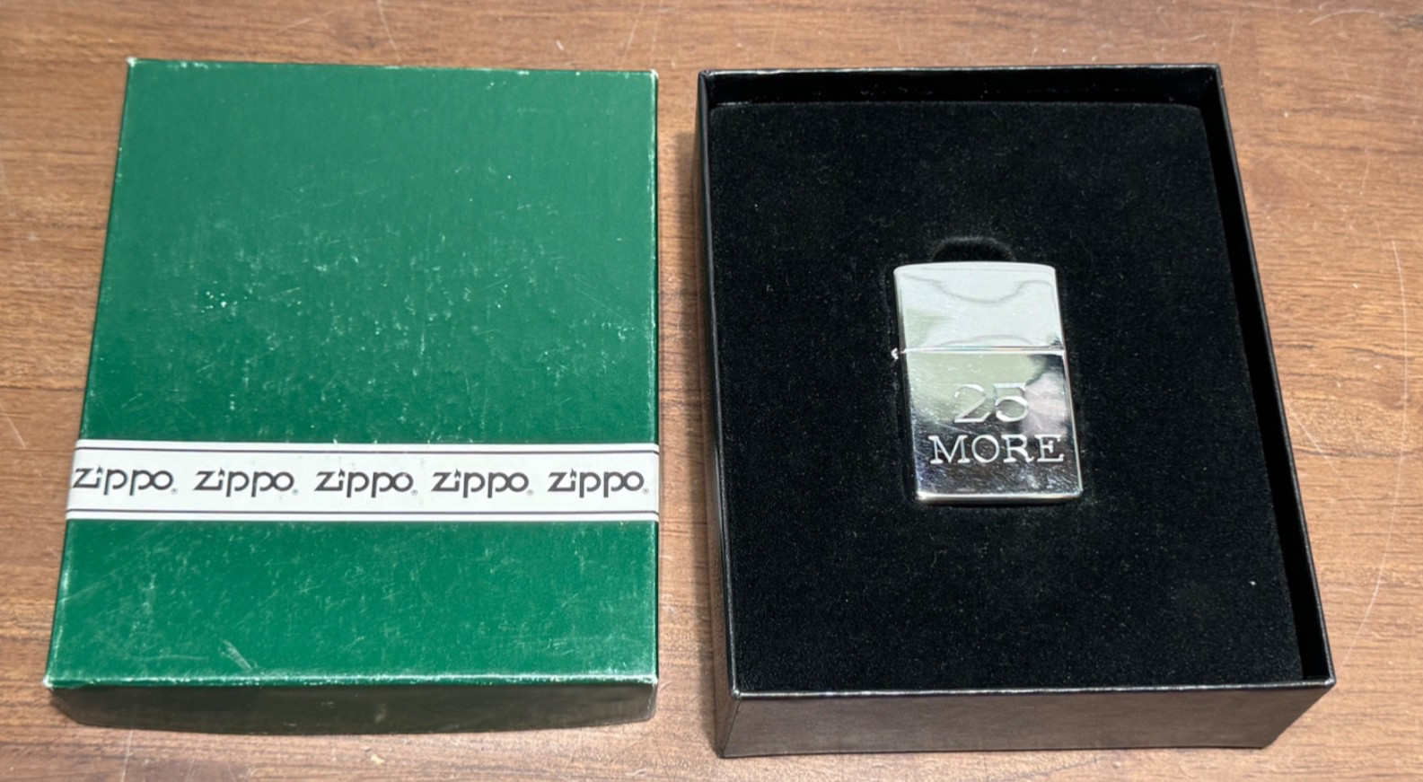 Vtg 2000 Zippo Lighter “25 more” Unstruck New in box Vtg 2000 Zippo Lighter “25 more” Unstruck New in box