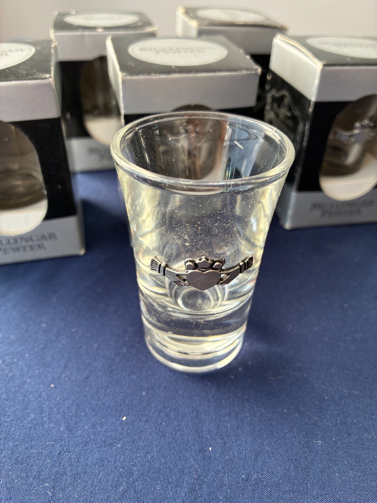 CELTIC DESIGN PEWTER SHOT GLASSES BY MULLINGAR PEWTER MADE IN IRELAND set of 6 CELTIC DESIGN PEWTER SHOT GLASSES BY MULLINGAR PEWTER MADE IN IRELAND set of 6