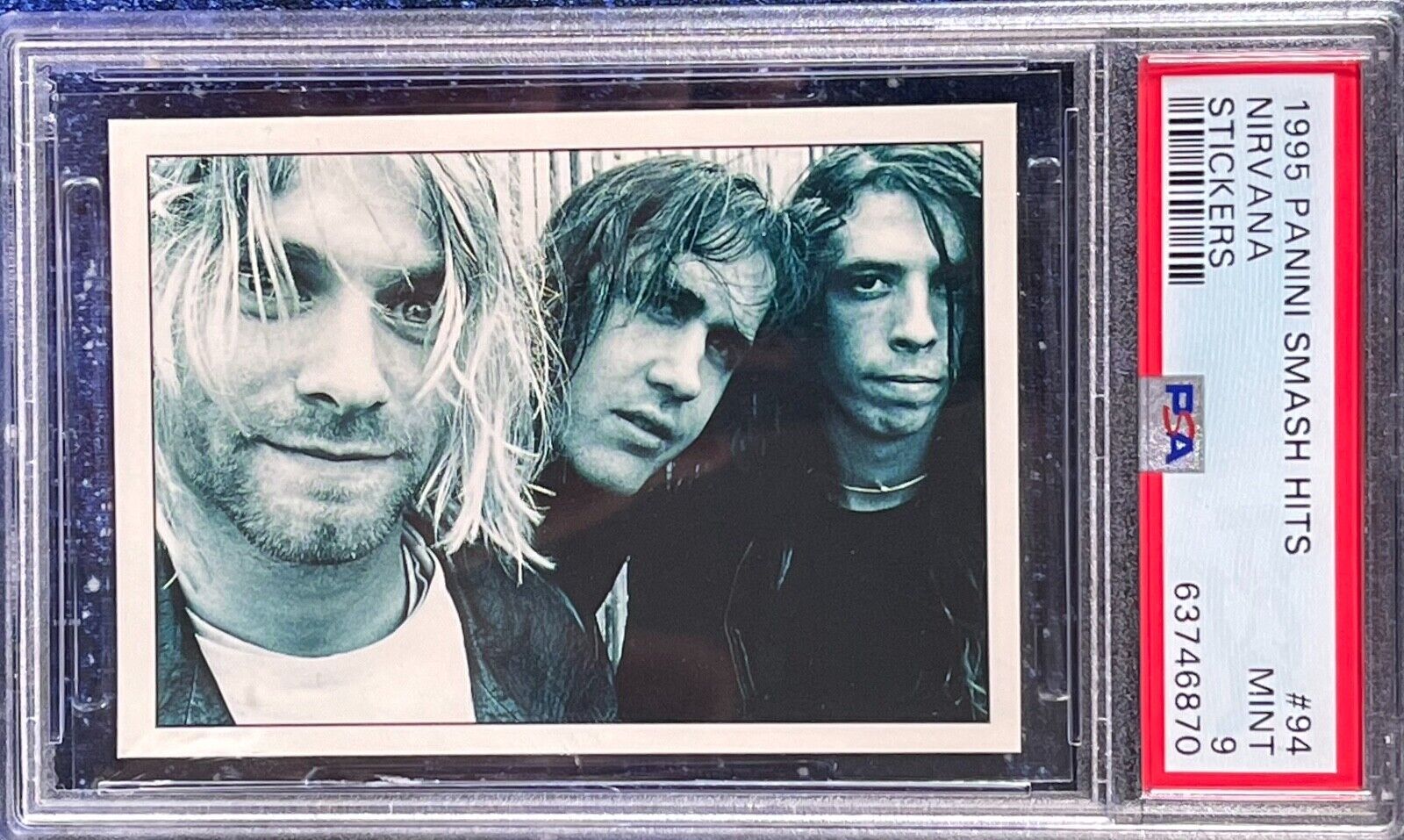 Nirvana 1995 Panini Smash Hits #94 Sticker Rookie RC PSA 9 Mint