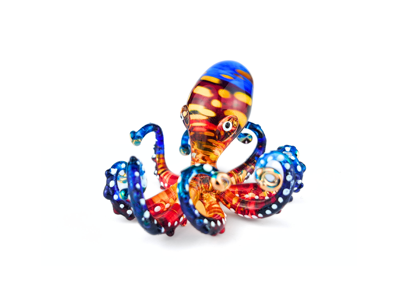 Hand Blown Rainbow Glass Octopus Figurine Art Glass Marine Ocean Decor Sculpture Hand Blown Rainbow Glass Octopus Figurine Art Glass Marine Ocean Decor Sculpture