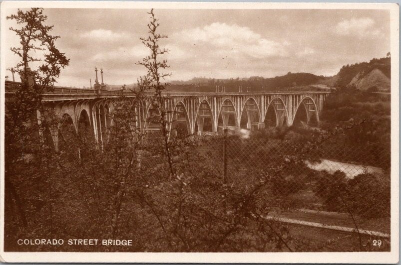 PASADENA, California Real Photo RPPC Postcard "COLORADO STREET BRIDGE" c1920s PASADENA, California Real Photo RPPC Postcard "COLORADO STREET BRIDGE" c1920s