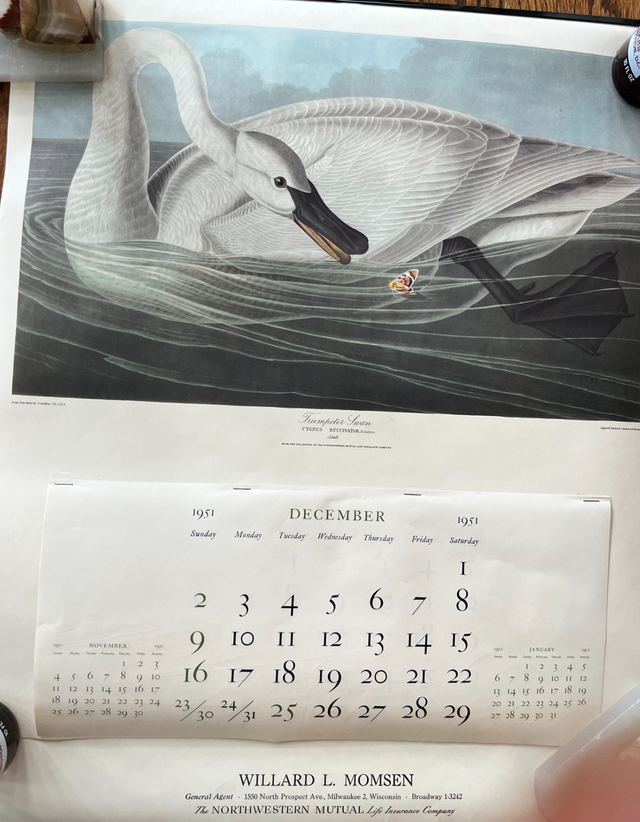 VINTAGE 1951-52 Audubon Northwestern Mutual Life Insurance Company Calendar VINTAGE 1951-52 Audubon Northwestern Mutual Life Insurance Company Calendar