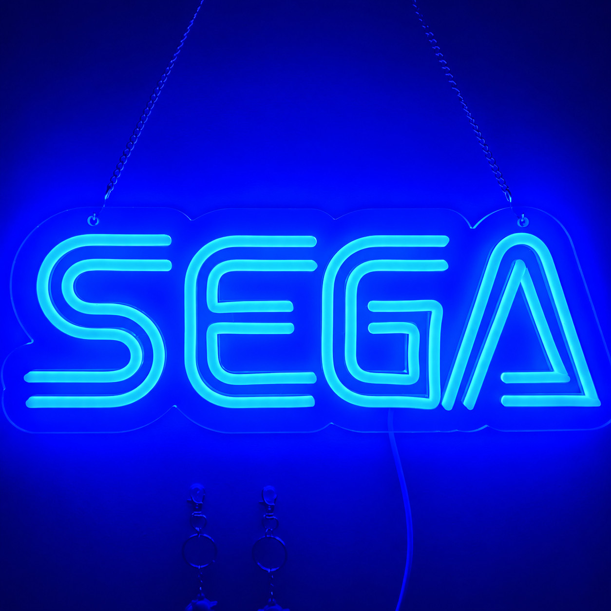 SEGA LED Neon Wall Sign 16x6" in. USB Dimmer Retro Gaming + Sonic Keychains SEGA LED Neon Wall Sign 16x6" in. USB Dimmer Retro Gaming + Sonic Keychains