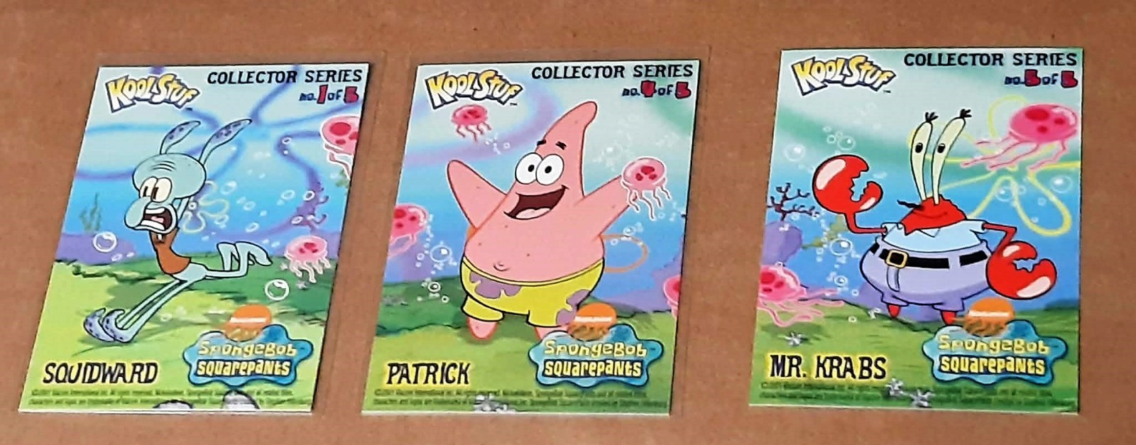 KOOLSTUF SPONGEBOB SQUAREPANTS 2001 CARDS  #1 Squidward #4 Patrick #5 Mr. Krabs