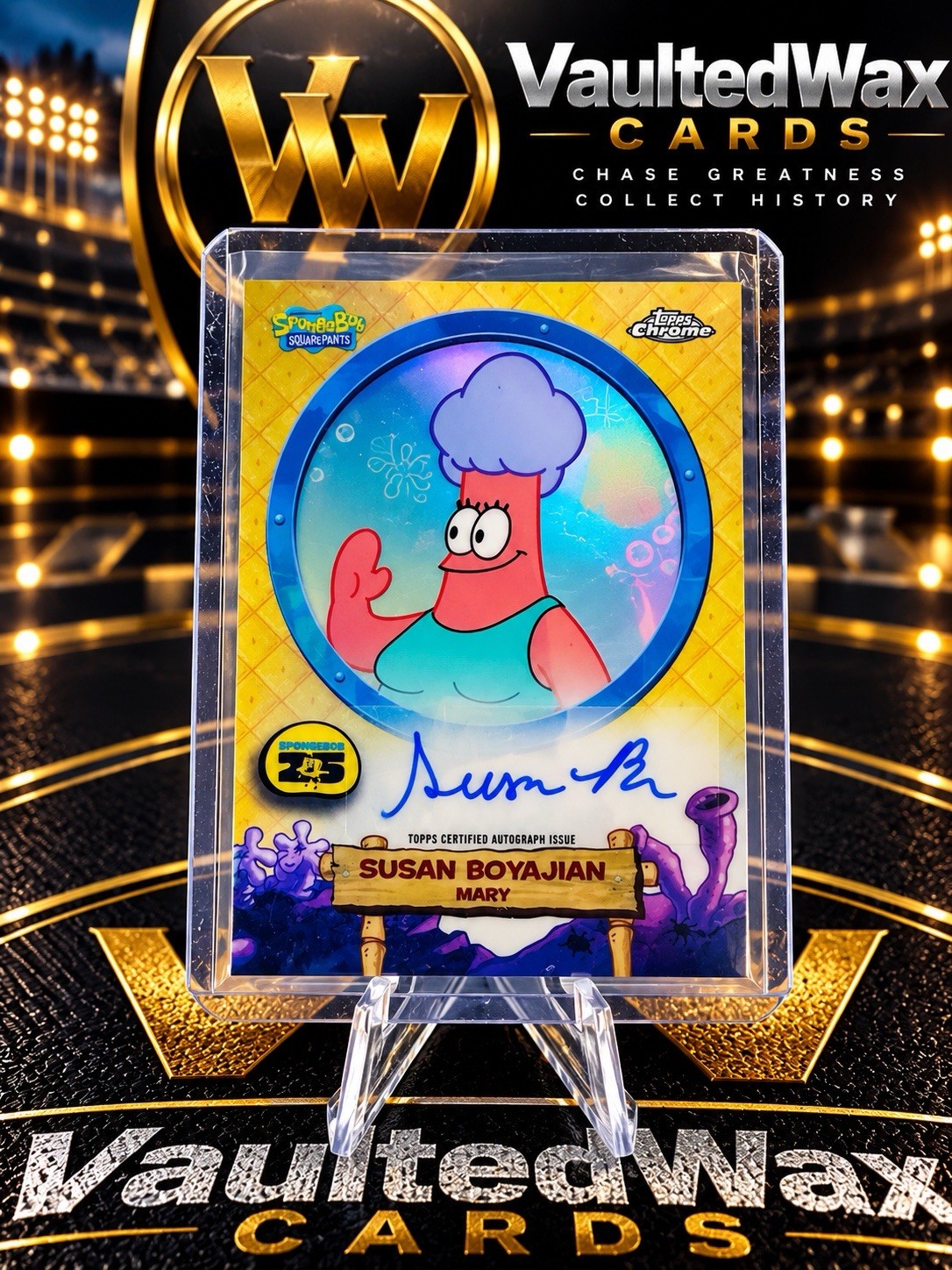 Topps 2025 SpongeBob SquarePants Chrome Susan Boyajian Mary Auto SA-SB