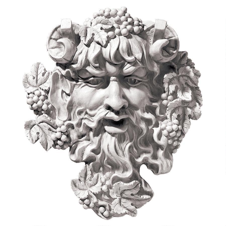Medium: Bacchus Legend Grape Harvest Greenman God of Wine Deity Wall Sculpture
