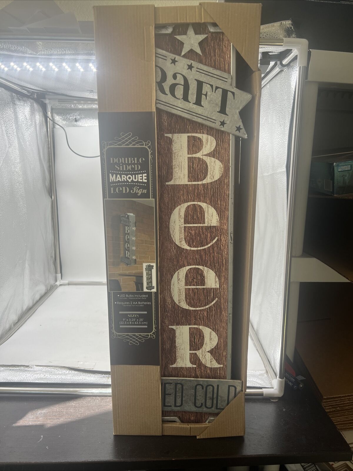CRAFT BEER Vintage LED Double-Sided Marquee Sign NEW IN BOX Wall Hang Decor