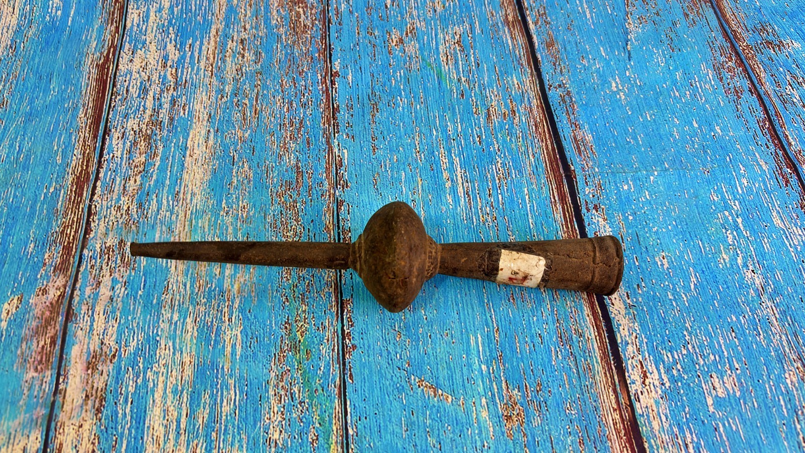Vintage Hand Forged Iron Spear Butt End Socketed Lance Finial Collectible S1 Vintage Hand Forged Iron Spear Butt End Socketed Lance Finial Collectible S1