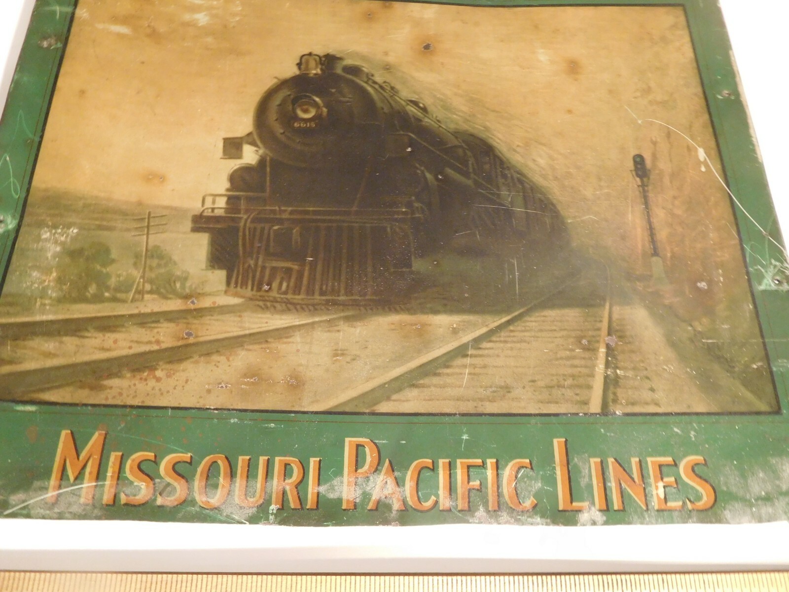 Excellent Antique Rail Road Tin Calendar Top Missouri Pacific Lines Excellent Antique Rail Road Tin Calendar Top Missouri Pacific Lines