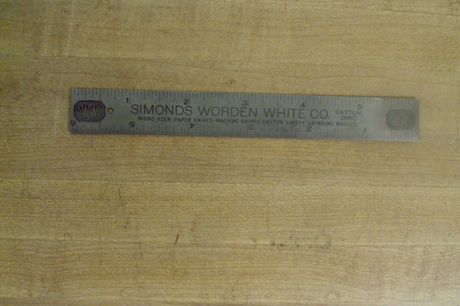 Vintage 6" Rule Simonds Worden White Company Dayton Ohio BIN 22 Vintage 6" Rule Simonds Worden White Company Dayton Ohio BIN 22