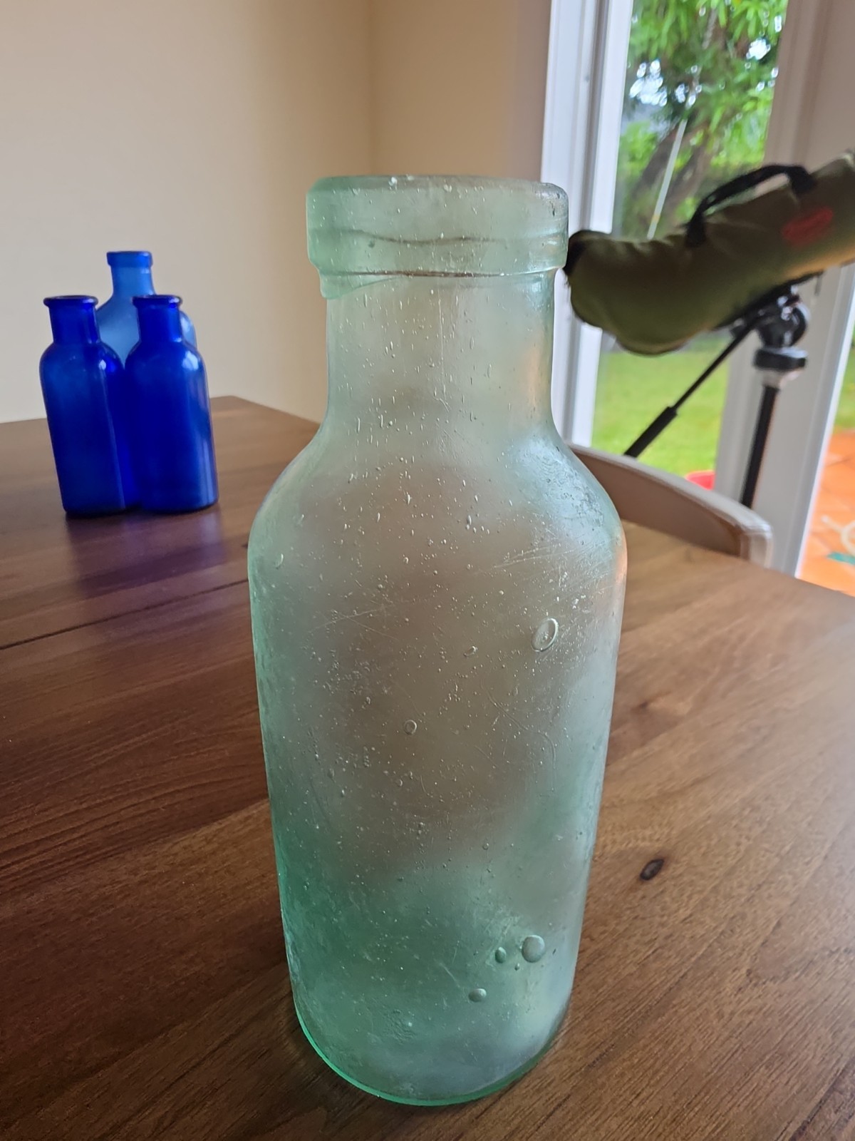 Antique 19th/20th Cent Aqua Glass Pickle Bottle Kilner Brothers Glass Co England Antique 19th/20th Cent Aqua Glass Pickle Bottle Kilner Brothers Glass Co England