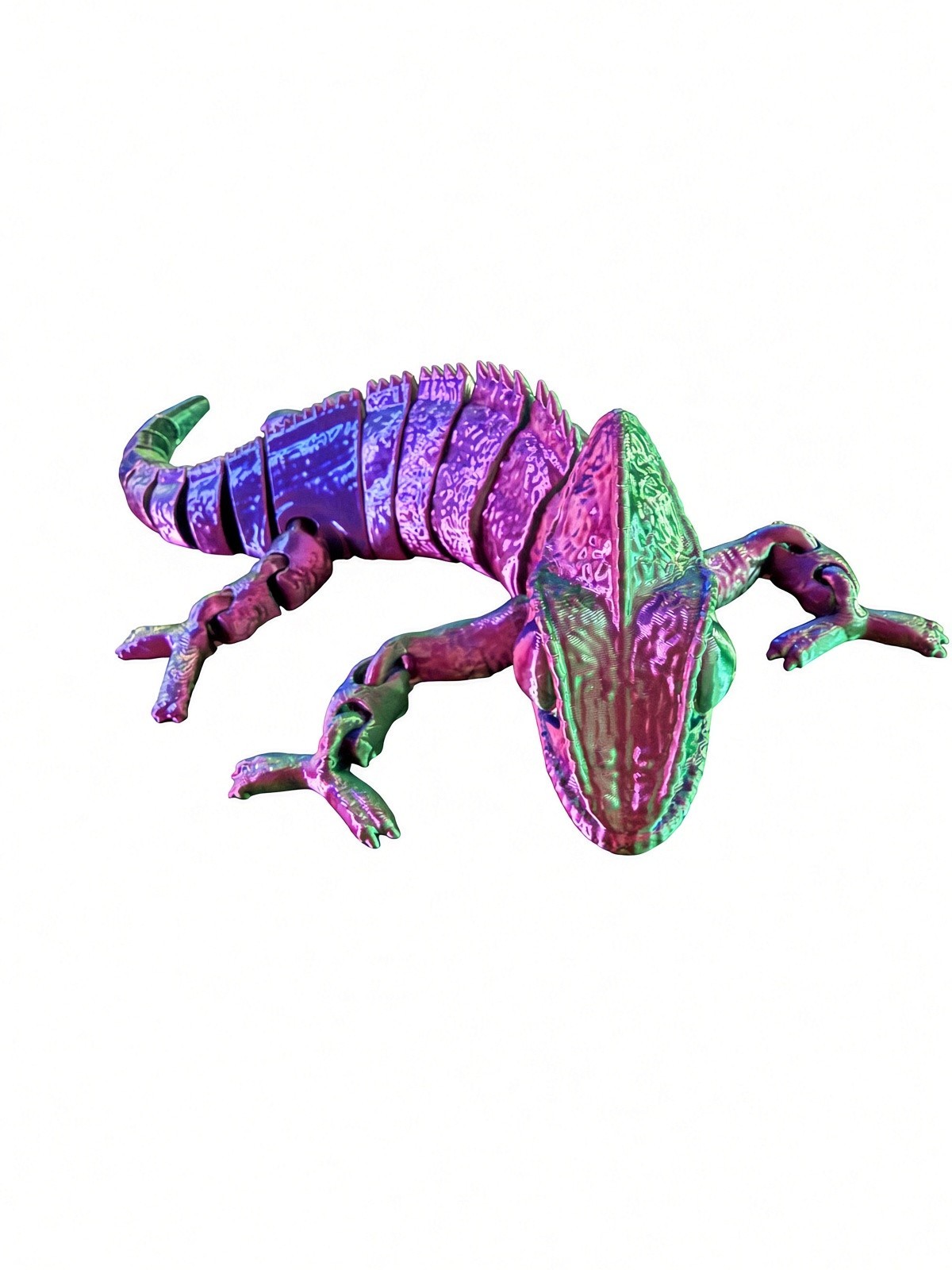 Articulating 3D Printed Chameleon – Iridescent Poseable Figure