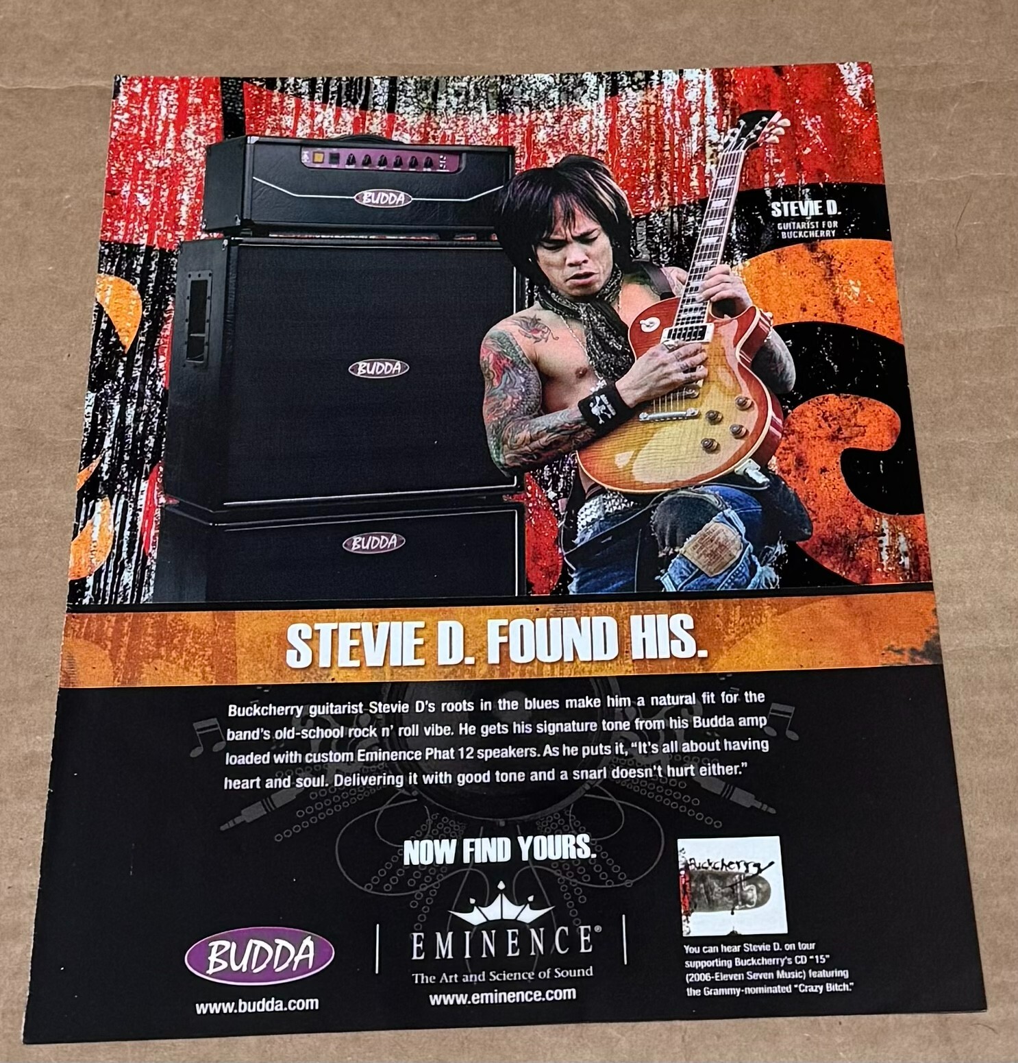 Eminence Speakers / BUDDA Amps - STEVIE D of BUCKCHERRY - 2008 Print Ad