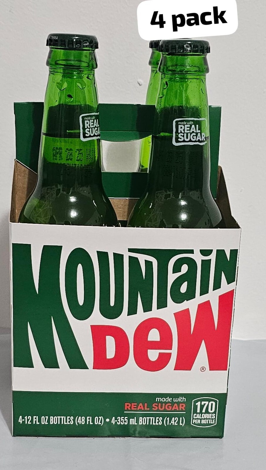 MTN Mountain Dew Real Sugar 12oz Glass Bottle 4 COUNT Bd Apr 2026 MTN Mountain Dew Real Sugar 12oz Glass Bottle 4 COUNT Bd Apr 2026