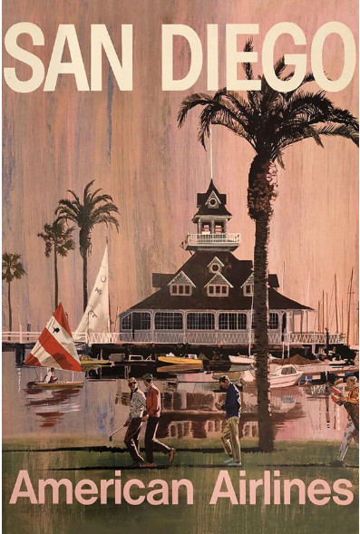 Vintage San Diego California Travel Advertisement Poster Vintage San Diego California Travel Advertisement Poster