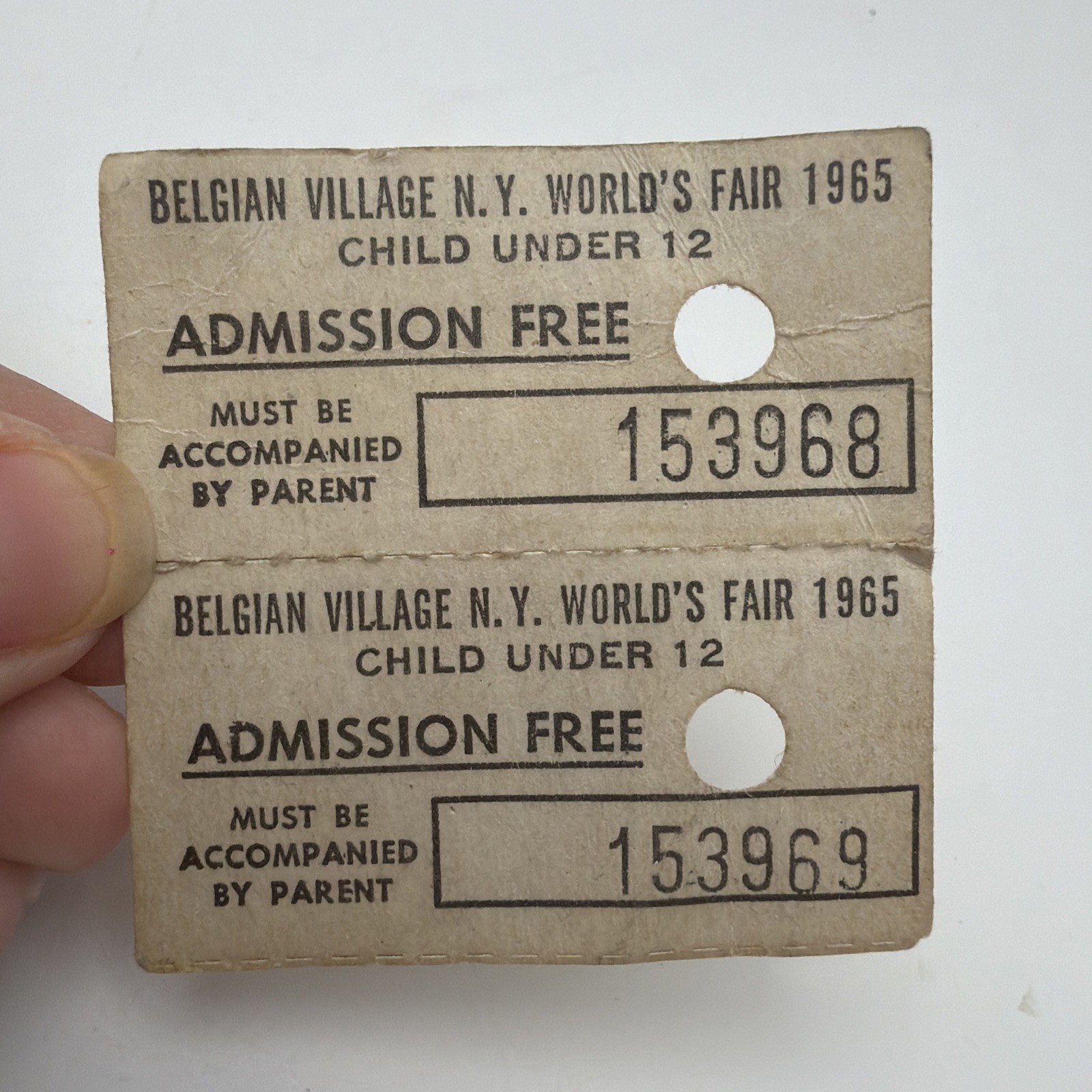 1965 New York World’s Fair Child Admission Pass Tickets Set of 2 1965 New York World’s Fair Child Admission Pass Tickets Set of 2