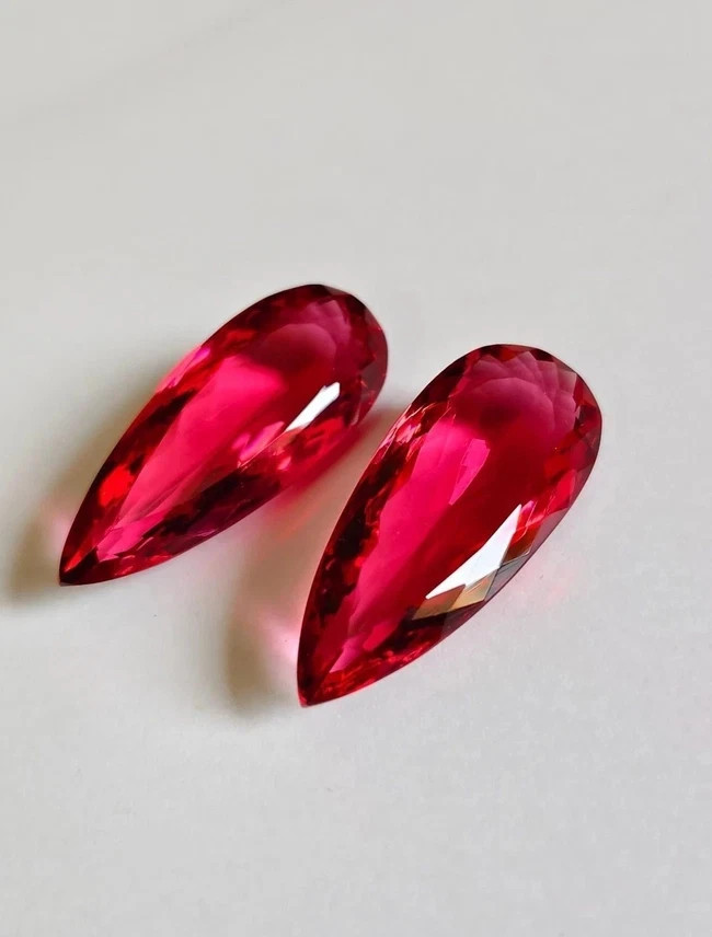 Natural Burmese Red Ruby 80 Ct +AAA Grade Loose Gemstone Pear Cut Pair
