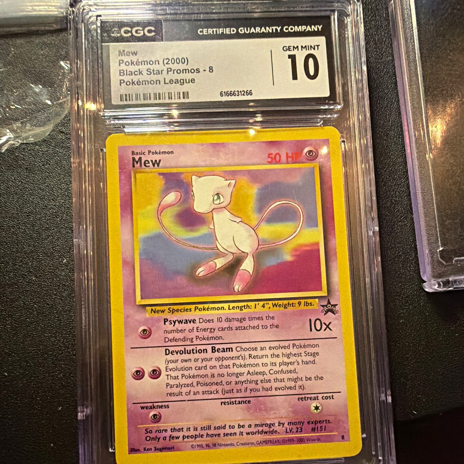 Mew 2000 Pokémon Black Star Promos #8 Promo Pokémon League CGC 10 English Mew 2000 Pokémon Black Star Promos #8 Promo Pokémon League CGC 10 English